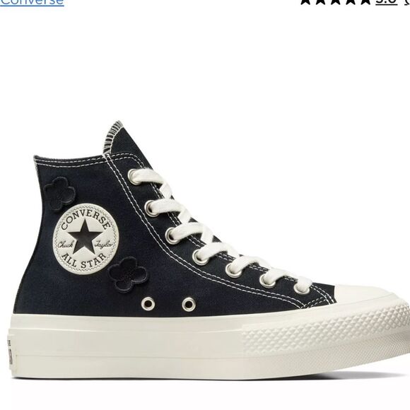 Converse Women Sneaker CTAS 3D Floral Black White Platform High-Top Black size 8 - Picture 4 of 10
